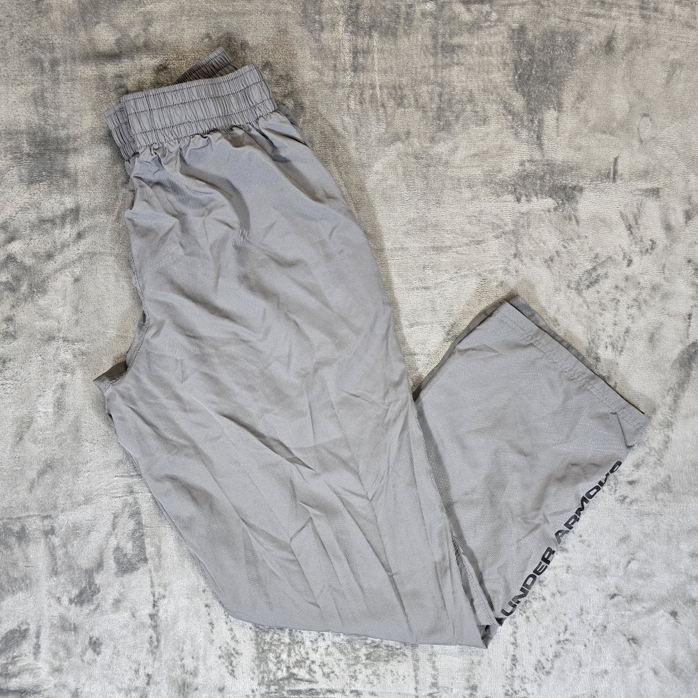 Y2K Under Armour Woven Track Wind Pants Size Medium Gray